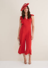 Nicky Ruffle Jumpsuit - Fire