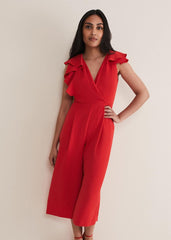 Petite Nicky Ruffle Jumpsuit - Fire