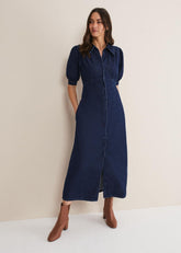 Cosette Denim Midaxi Dress - Dark Indigo