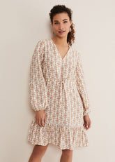 Kesia Geo Swing Mini Dress - Stone/Ivory