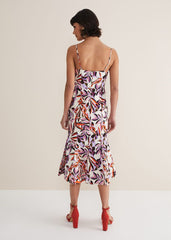 Sammie Leaf Print Fit And Flare Midi Dress - Ivory/Multi