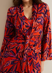 Briella Jersey Leaf Print Maxi Dress - Vermillion/multi