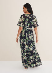 Petite Georgie Floral Tiered Maxi Dress - Navy/Multi