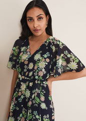 Petite Georgie Floral Tiered Maxi Dress - Navy/Multi