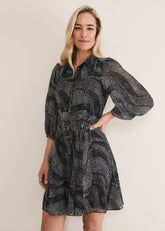 Miriam Chiffon Shirt Mini Dress - Black/Ivory