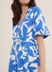 Sienna Cotton Two Colour Midi Dress - Blue/Ivory
