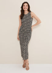 Rubie Geo Bodycon Midi Dress - Black/Neutral