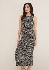 Rubie Geo Bodycon Midi Dress - Black/Neutral
