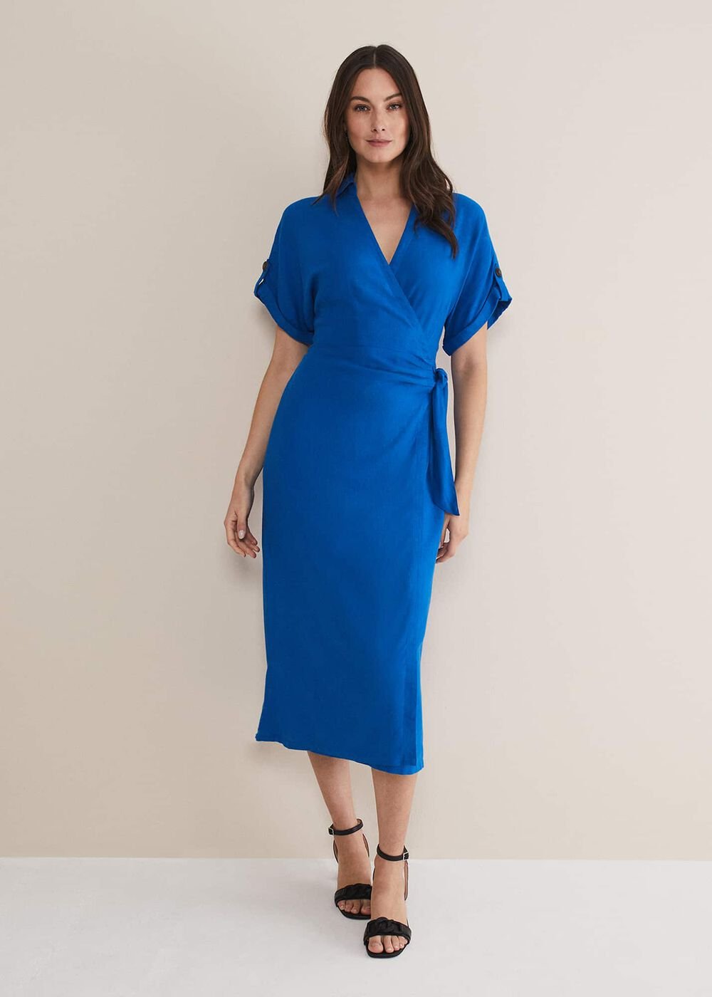 Yasse Linen Shirt Dress - Blue