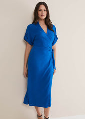 Yasse Linen Shirt Dress - Blue