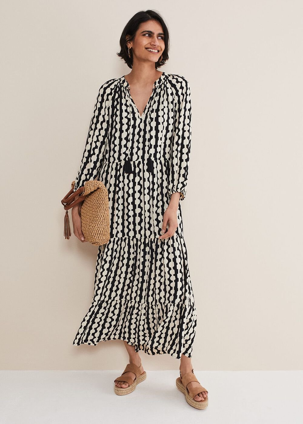 Lara Midi Dress - Black/Ivory