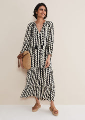 Lara Midi Dress - Black/Ivory