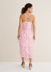 Monroe Paisley Midi Dress - Pink/Ivory