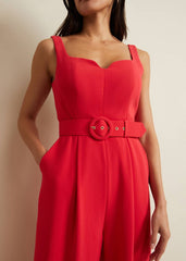 Charlize Belted Jumpsuit - Coral