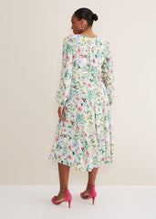 Maya Floral Midaxi Dress - Ivory/Multi