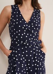 Kenzie Spot Jumpsuit - Navy/Ivory
