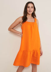 Mandy Linen Swing Dress - Orange