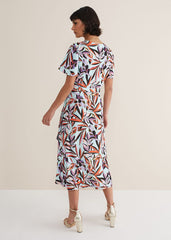 Julissa Ruffle Wrap Midi Dress - Aqua/Multi