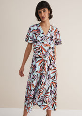 Julissa Ruffle Wrap Midi Dress - Aqua/Multi