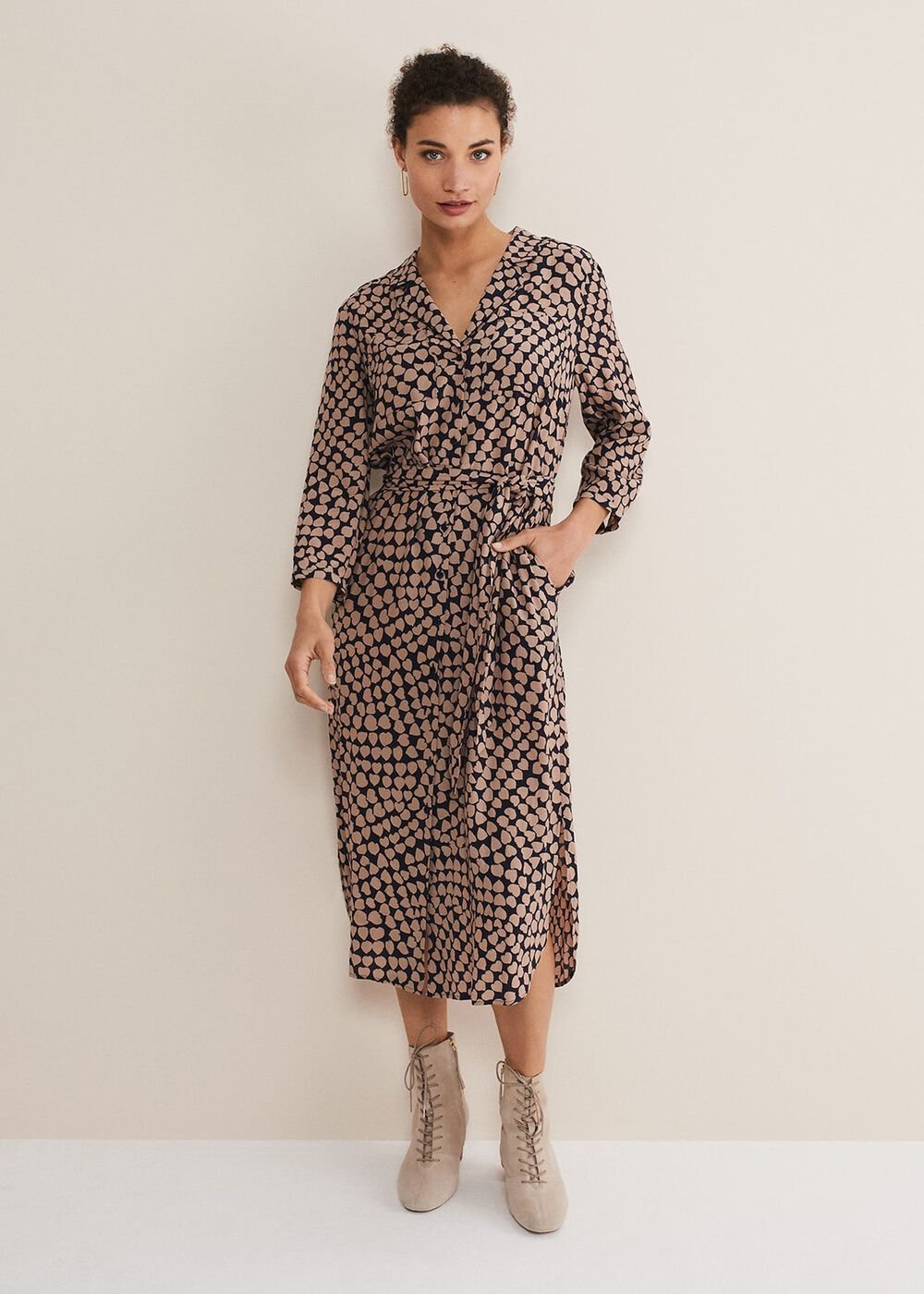 Kesia Hearts Swing Dress - Navy/Stone