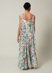 Gretel Floral Pleated Maxi Dress - Ivory/Multi