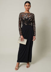 Jacinta Sequin Jersey Maxi Dress - Black/Gold