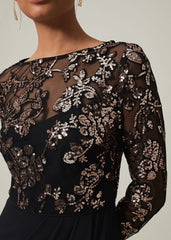 Jacinta Sequin Jersey Maxi Dress - Black/Gold