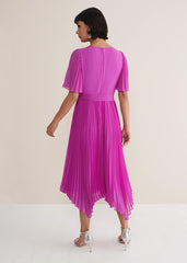 Kendall Pleated Midi Dress - Fuschia