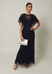 Noelle Navy Tapework Maxi Dress - Navy