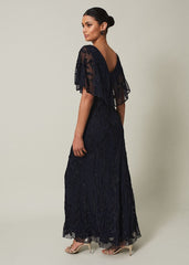 Noelle Navy Tapework Maxi Dress - Navy