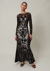 Hermione Tapework Maxi Dress - Black/Nude