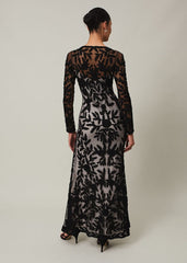 Hermione Tapework Maxi Dress - Black/Nude