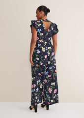 Kallie Floral Wide Leg Jumpsuit - Navy/Multi