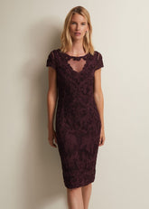 Agatha Berry Tapework Midi Dress - Berry