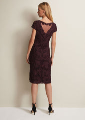 Agatha Berry Tapework Midi Dress - Berry