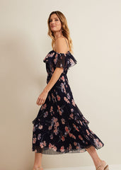 Bridie Printed Midi Dress - Multi-Coloured