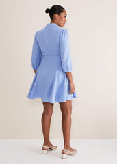Lucie Linen Shirt Dress - Pale Blue