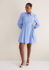 Lucie Linen Shirt Dress - Pale Blue