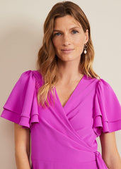 Gian Magenta Wrap Midi Dress - Magenta