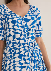 Penele Geo Swing Dress - Blue