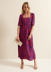 Ayesha Floral Midaxi Dress - Red/Purple