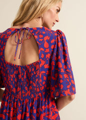 Ayesha Floral Midaxi Dress - Red/Purple