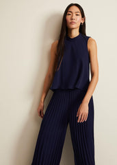 Eden Navy Pleated Jumpsuit - Navy