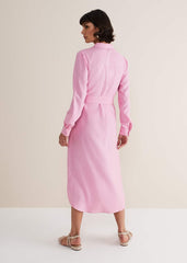 Rosalina Pink Linen Shirt Dress - Pink