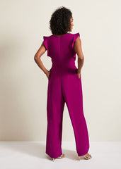 Ayla Magenta Ruffle Wrap Jumpsuit - Magenta