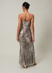 Thalia Sequin Maxi Dress - Silver
