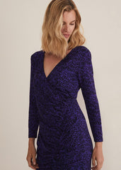 Theadora Jersey Midi Dress - Black/Purple