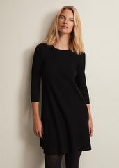 Evelyn Black Ribbed Mini Dress - Black