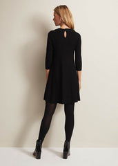Evelyn Black Ribbed Mini Dress - Black