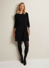 Evelyn Black Ribbed Mini Dress - Black